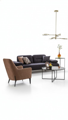 Fauteuil brun Tissu de luxe Textile Salon Design moderne et créatif Mobilier neuf