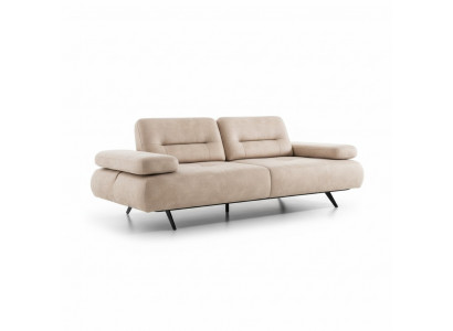 Canapé 2 places Canapé rembourré Beige Textile Cuir Design Moderne Canapé Luxe