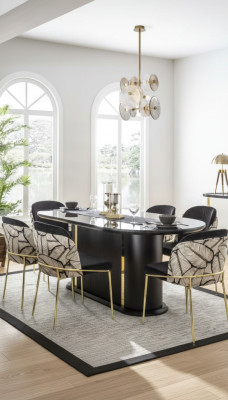 Salle à manger Table à manger Chaise 6x Chaises Table Tables Métal Ess Groupe Ensemble 7pcs. neuf
