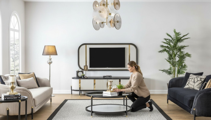 Ensemble de luxe Mobilier TV moderne Salon Canapé 3 + 3 Sièges Table basse