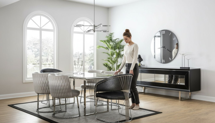 Ensemble de salle à manger Ensemble de salle à manger Table à manger Ensemble Bahut Mobilier de luxe 4 chaises Table