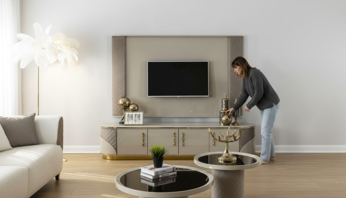 Meuble TV moderne Luxueuse armoire TV Élégant meuble TV Commode TV pour salon nouveau
