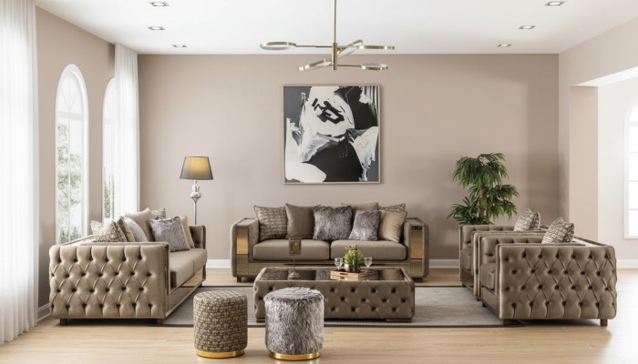 Ensemble de canapé Chesterfield Set 3+3+1+1 Canapé Suite Design Canapés
