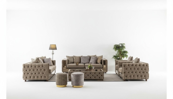 Ensemble de canapé Chesterfield Set 3+3+1+1 Canapé Suite Design Canapés
