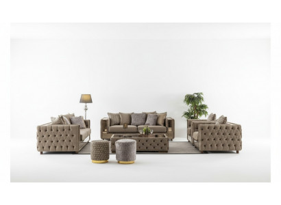 Ensemble de canapé Chesterfield Set 3+3+1+1 Canapé Suite Design Canapés