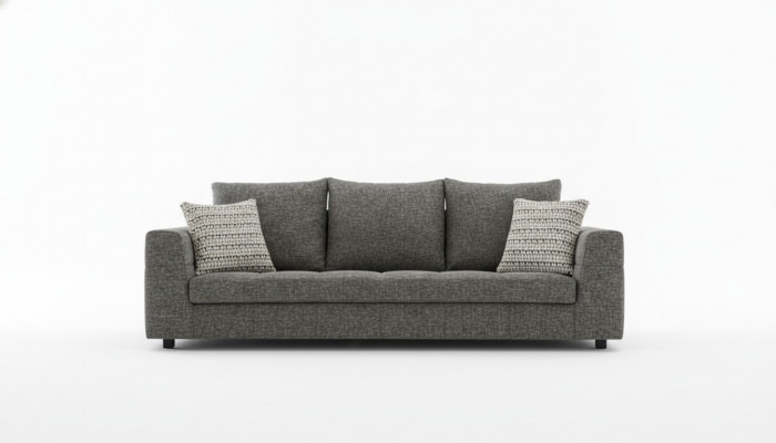 Canapé de luxe 4 places Tissu Salon Design moderne Gris Canapés Rembourrage