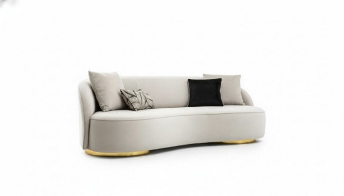 Canapé de luxe 3 places en tissu Design moderne Gris Canapés Rembourrage de salon