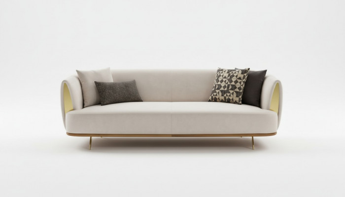 Canapé moderne 2 places Canapé rembourré Blanc Textile Sièges Design Canapé Tissu