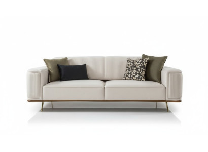 Canapé moderne 3 places Canapé rembourré Blanc Tissu Siège design Canapé Tissus