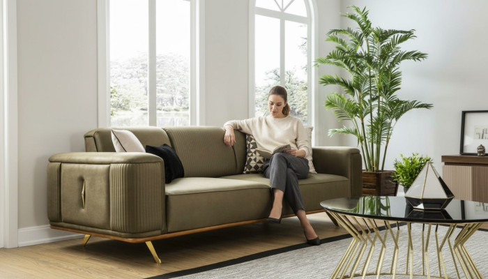 Canapé Chesterfield 4 places Salon canapé design 4 places en textile noir
