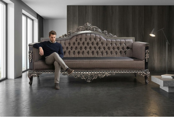 Canapé 3 places en textile Grand mobilier Salon Classique nouveau Canapé en polyester