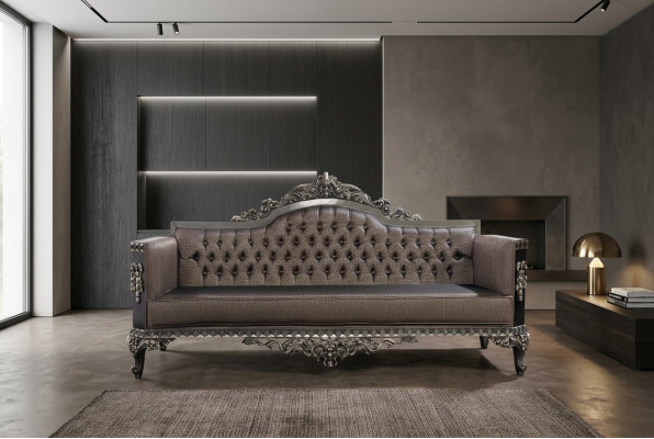 Canapé 3 places en textile Grand mobilier Salon Classique nouveau Canapé en polyester