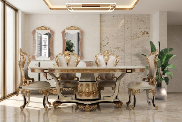 Classique r Table en bois de luxe Tables de style baroque rococo antique Salle à manger Salon nouveau