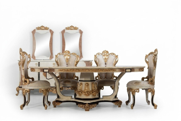 Classique r Table en bois de luxe Tables de style baroque rococo antique Salle à manger Salon nouveau