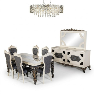 Table à manger Set de salle à manger Classique r Table Salle à manger Set 7 pièces Ensemble Chaise 6x Chaises neuf