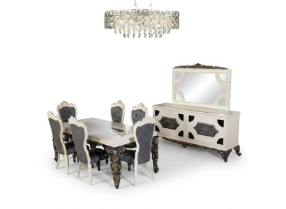 Table à manger Set de salle à manger Classique r Table Salle à manger Set 7 pièces Ensemble Chaise 6x Chaises neuf