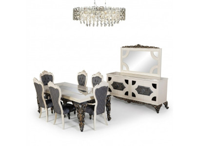 Table à manger Set de salle à manger Classique r Table Salle à manger Set 7 pièces Ensemble Chaise 6x Chaises neuf
