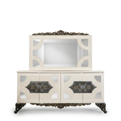 Commode Armoire avec miroir Commode noble Buffet Baroque Rococo Commode en bois