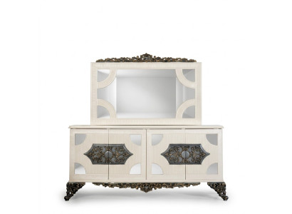 Commode Armoire avec miroir Commode noble Buffet Baroque Rococo Commode en bois