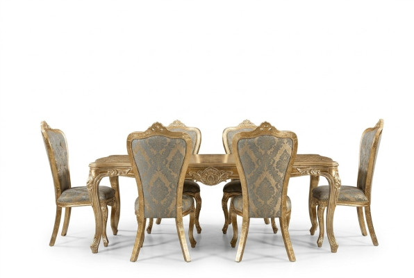 Salle à manger Table à manger 6x Chaises Table Tables de luxe Ensemble de groupe de salle à manger classique 7 pièces.