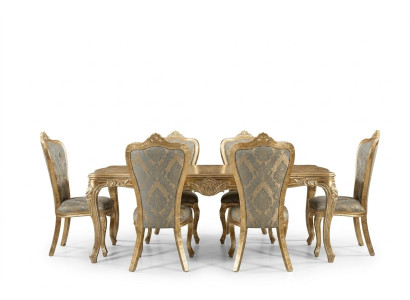 Salle à manger Table à manger 6x Chaises Table Tables de luxe Ensemble de groupe de salle à manger classique 7 pièces.