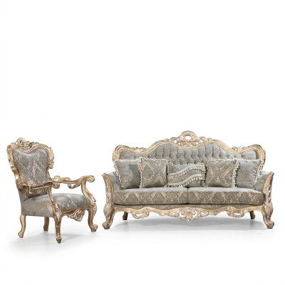 Ensemble de canapé Canapés de luxe classiques Fauteuil Salon Ensemble de salon 3+1 Place Chesterfield