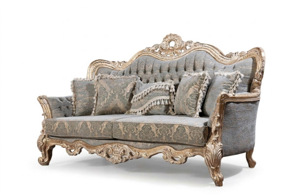 Canapé designer 3 places Chesterfield en tissu de luxe Textile haute couture