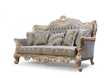 Canapé designer 3 places Chesterfield en tissu de luxe Textile haute couture
