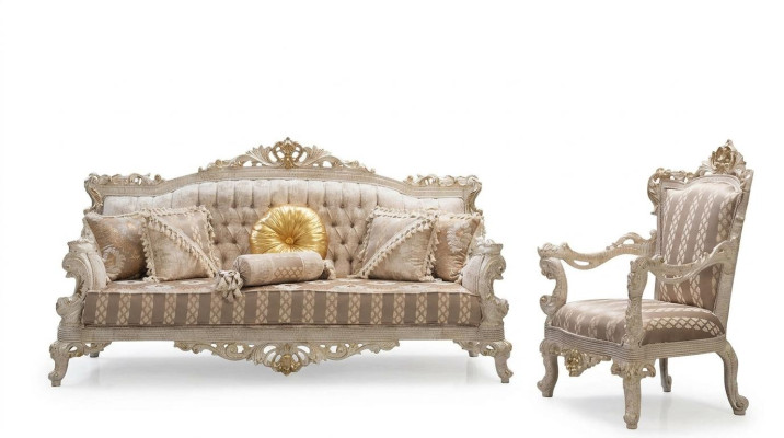 Ensemble de canapés classiques Sofa Luxe Fauteuil de salon 3+1 places Chesterfield