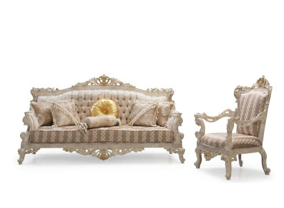 Ensemble de canapés classiques Sofa Luxe Fauteuil de salon 3+1 places Chesterfield