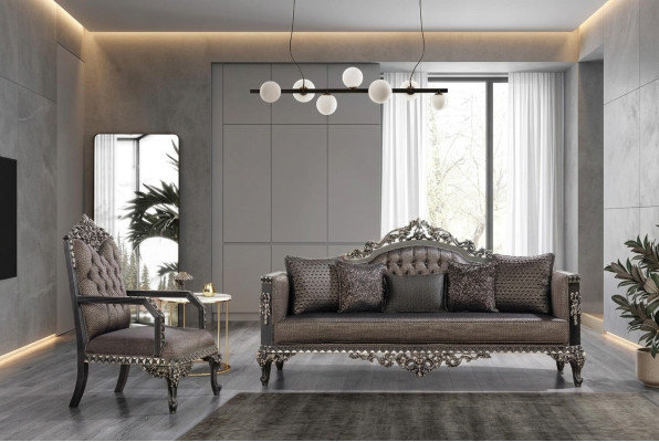 Ensemble de canapés Chesterfield de luxe 3+1 places Canapé classique Siège rembourré baroque