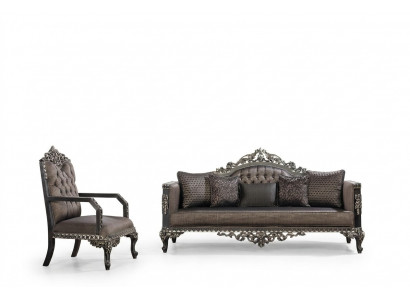 Ensemble de canapés Chesterfield de luxe 3+1 places Canapé classique Siège rembourré baroque