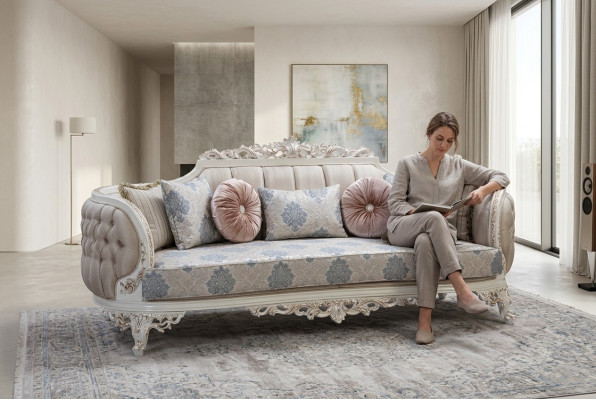 Canapé designer 3 places Chesterfield Luxe Tissu Canapés Canapés Tissu Textile Nouveau