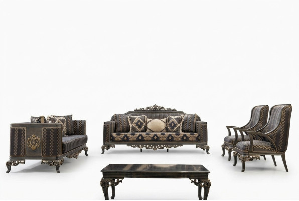 Canapé Chesterfield Ensemble de designer 5 pièces Ensemble de canapés 3+3+1+1 Table basse