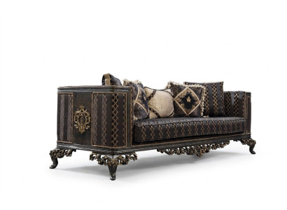 Style baroque rococo. Canapé design 3 places en tissu textile rembourré neuf.