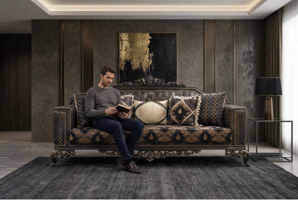 Chesterfield canapé design 3 places Luxe Canapés Tissu de rembourrage neuf