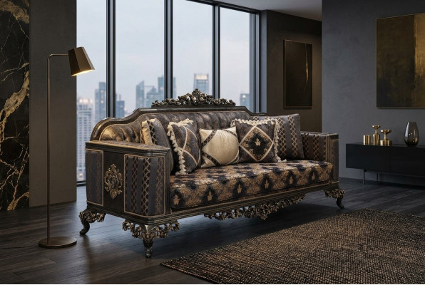 Chesterfield canapé design 3 places Luxe Canapés Tissu de rembourrage neuf