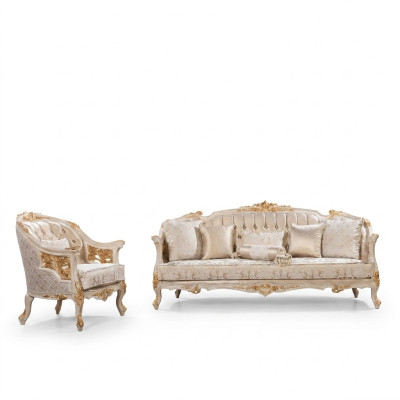 Ensemble de canapé de luxe Chesterfield 3+1 places Canapé classique Siège rembourré baroque