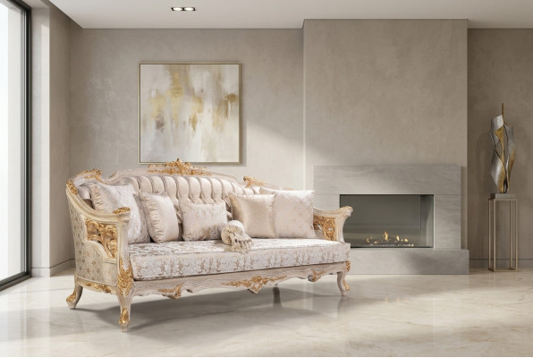 Chesterfield 3 places Canapé designer Luxe Revêtement de canapés Tissu Textile neuf