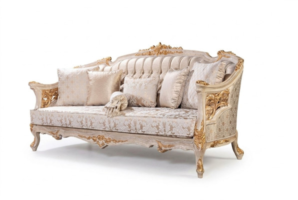 Chesterfield 3 places Canapé designer Luxe Revêtement de canapés Tissu Textile neuf