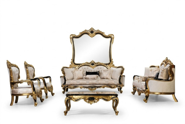 Canapé Chesterfield Baroque Ensemble de canapés 5 pièces Ensemble de canapés 3+3+1+1 Table basse