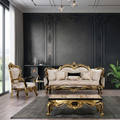 Ensemble de canapés classiques de luxe Fauteuil Canapé de salon 3+1 siège Chesterfield