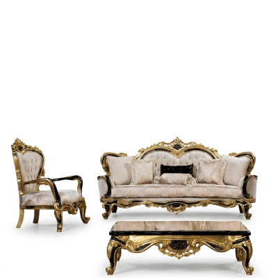 Ensemble de canapés classiques de luxe Fauteuil Canapé de salon 3+1 siège Chesterfield