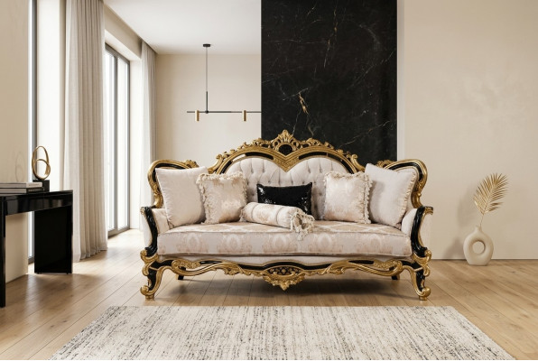 Chesterfield 3 places Designer Canapé Luxe Canapés Tissu Textile Neuf
