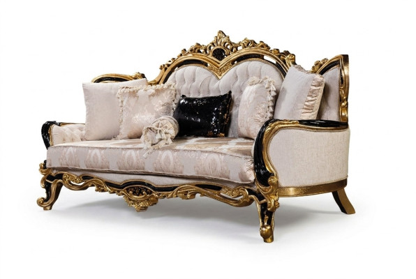 Chesterfield 3 places Designer Canapé Luxe Canapés Tissu Textile Neuf