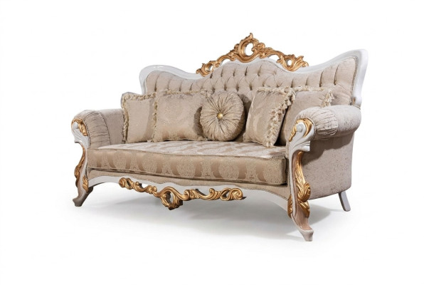 Canapé 3 places Tissu Trois canapés en tissu de luxe Style baroque Salon Canapé baroque