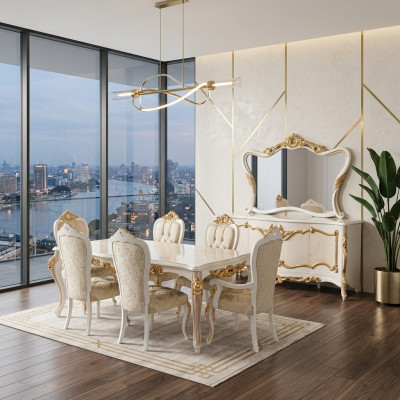 Ensemble de luxe Salle à manger Table à manger Chaise XL Table Tables Chaises Bois Design 7 pièces nouveau