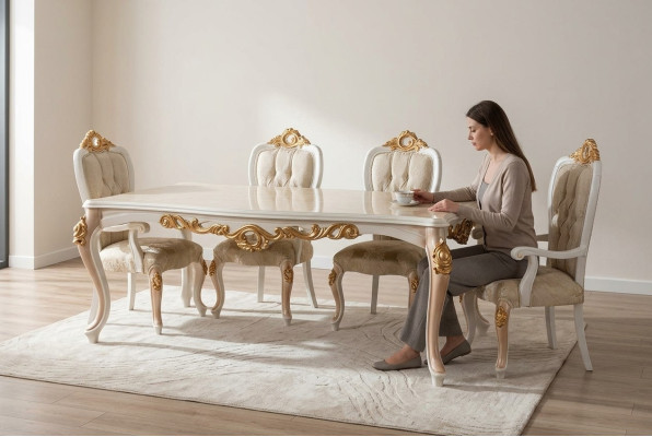 Tableau Classique r Luxury Wood Tables Style Baroque Rococo Antique Salle à Manger Salon