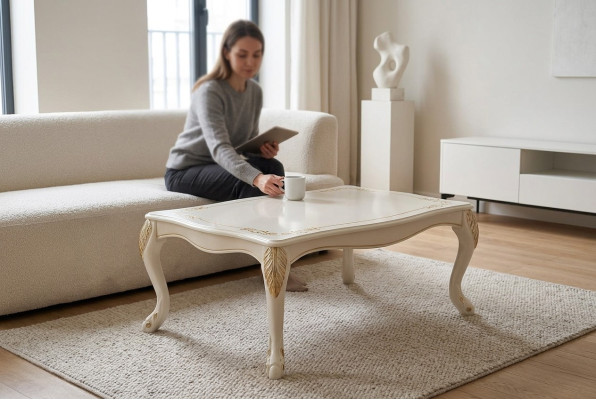 Table basse Table d'appoint classique de luxe pour le salon Design Mobilier Bois Neuf