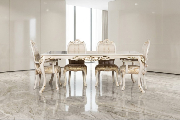 Table de salle à manger classique beige Table de design Tables en bois Mobilier Salon